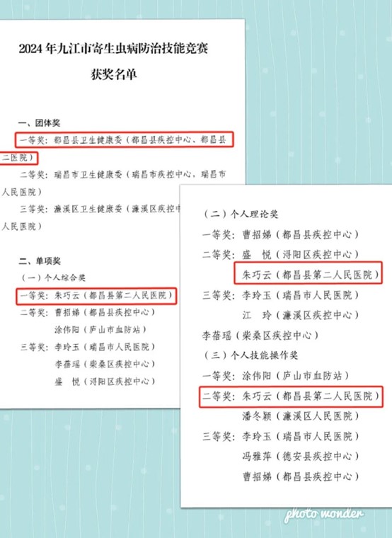 喜报！都昌县第二人民医院在2024年九江市寄生虫病防治技能竞赛中再获佳绩
